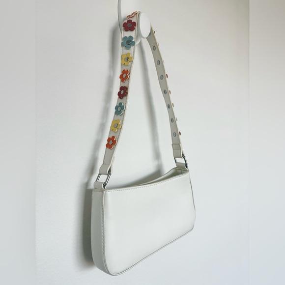 Handbags - Floral Strap White Shoulder Bag
